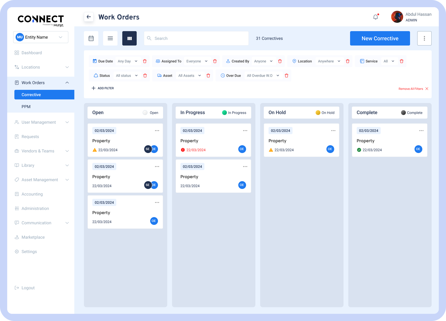 Kanban Board for Work Order Management